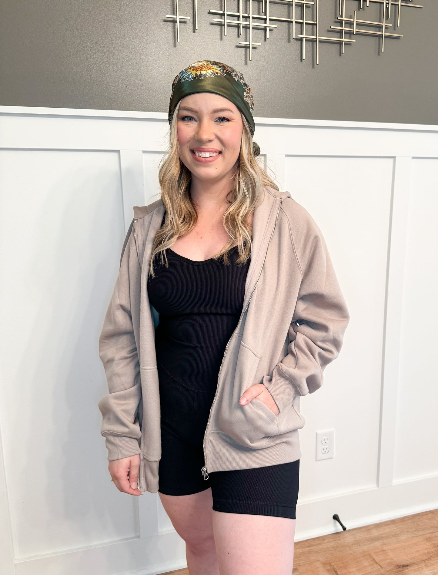 Iggy French Terry Zip Up Hoodie, Taupe