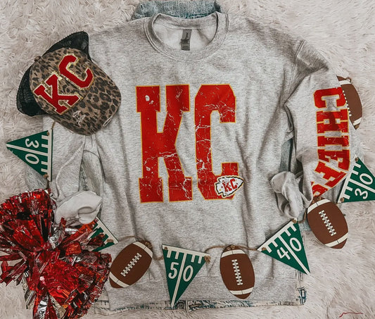 KC Chiefs Crewneck, Grey