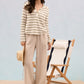 Sophie Metal Eyelet Striped Raglan Sleeve Knit Top, Olive