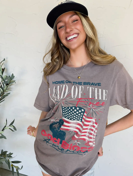 Vintage Old Glory Graphic Tee, Grey