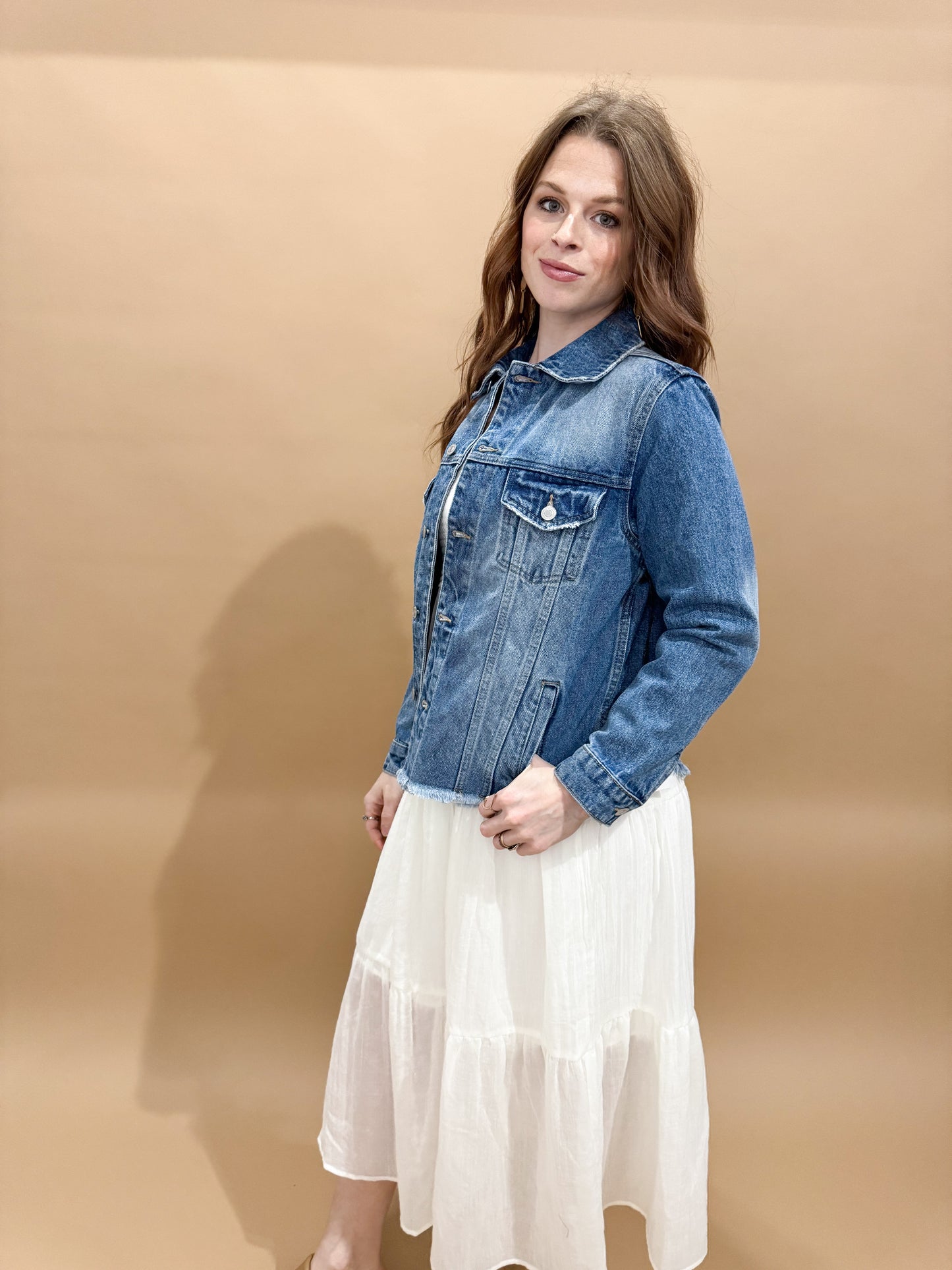 Kyleigh Lined Midi Dress with Smocked Bodice, White