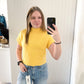 Penny Mock Neck Short Sleeve Top, Butter