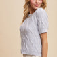 Helen Textured Puff Sleeve Knit Top, Satin Blue
