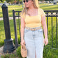 Goldie Square Neck Basic Tee, Lemon Yellow