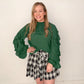 Emily Smocked Mock Neck Ruffle Sleeve Blouse, Hunter Green
