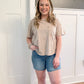 Mildred Acid Wash Pocket Tee, Taupe