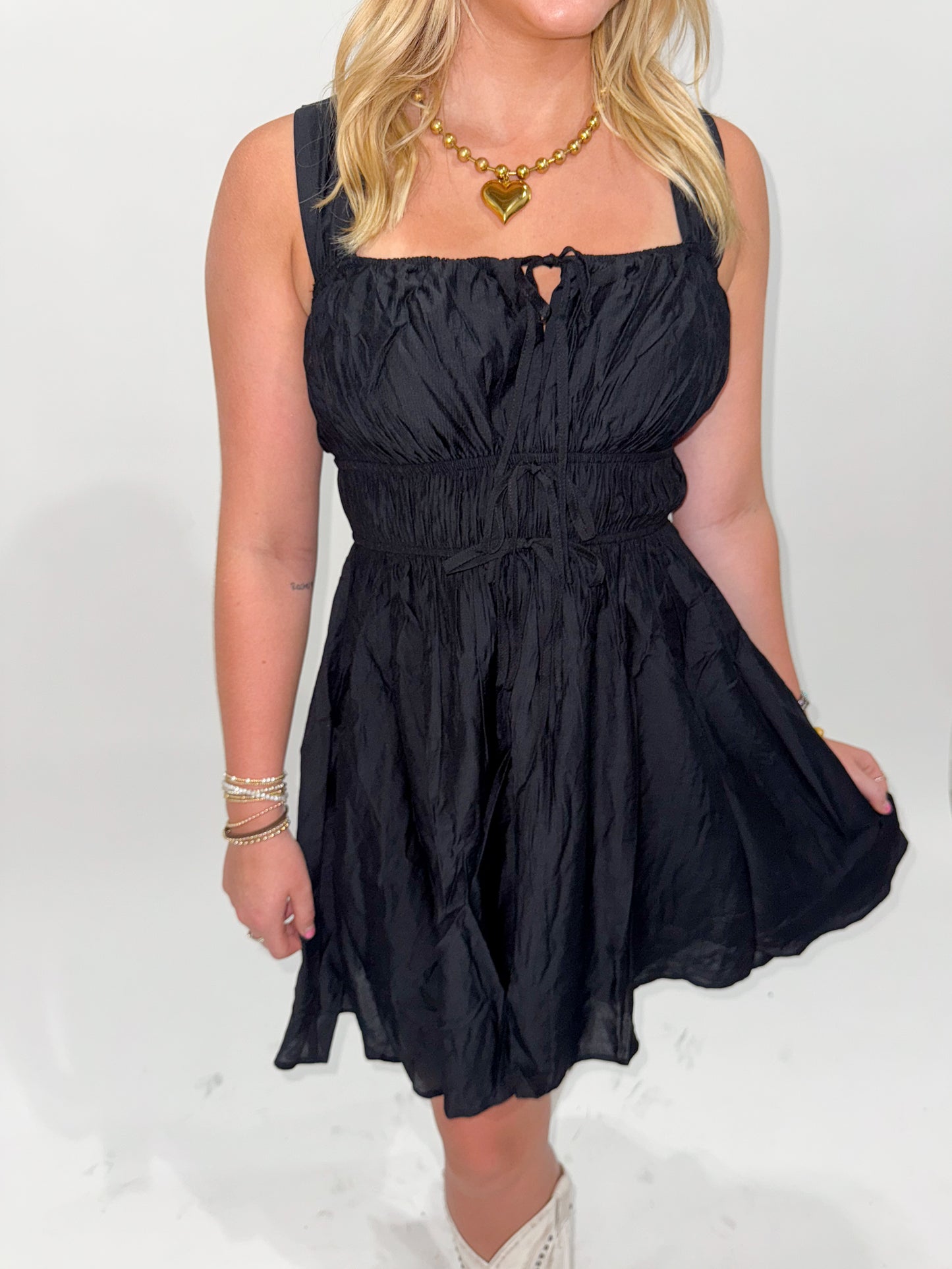 Kennedi Mini Tank Sleeve Dress, Black