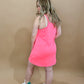 Neon Nights Active Mini Dress w/ Built In Romper, Neon Pink