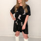 Metallic Cowboy Boot Mineral Wash Tee Shirt Dress, Black