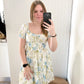 Finlee Blue Floral Shirred Puff Sleeve Mini Dress
