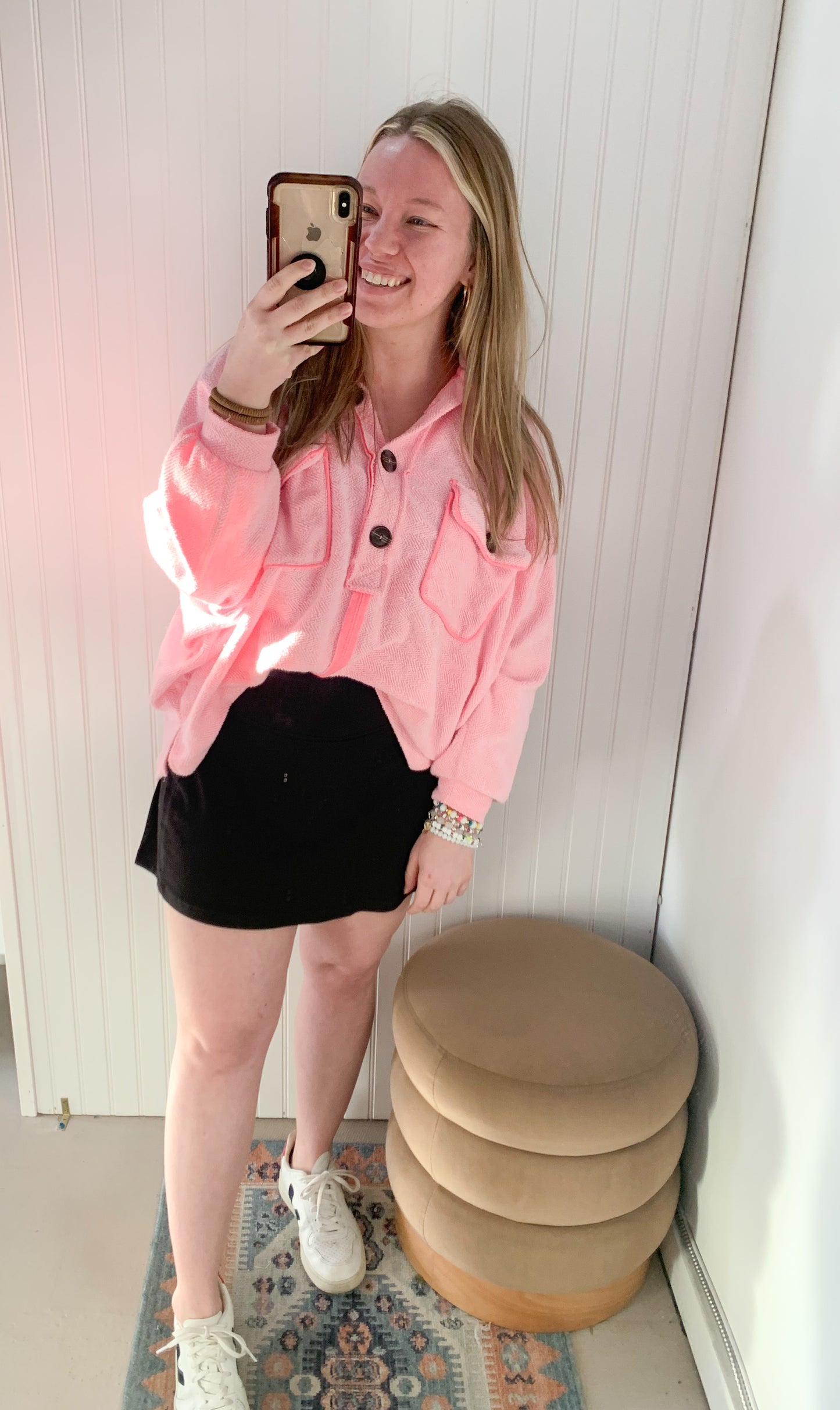 Lou French Terry Pullover, Neon Pink