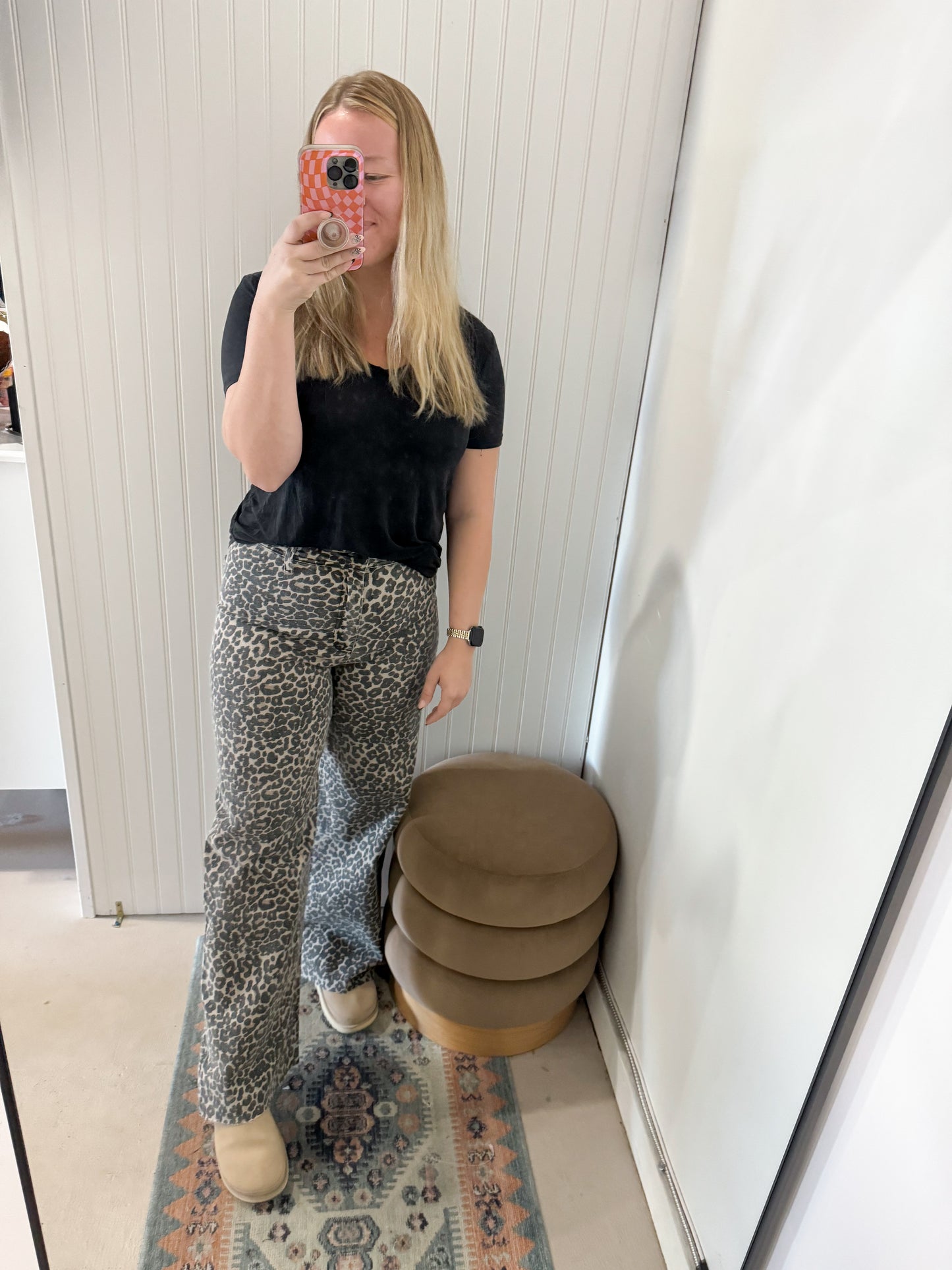 Jenni Leopard Wide Leg Pants, High Rise