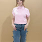 Penny Mock Neck Short Sleeve Top, Icy Blush