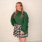 Emily Smocked Mock Neck Ruffle Sleeve Blouse, Hunter Green
