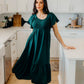 Kendall Smocked Top Midi Dress, Alpine Green