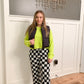 Kelse Checkered Knit Pants, Black