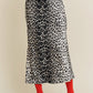 Ricki White Leopard Satin Midi Skirt