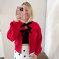 Regan Velvet Tie Red Sweater