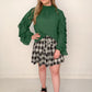 Emily Smocked Mock Neck Ruffle Sleeve Blouse, Hunter Green