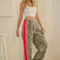 Quinlan Leopard Sport Striped Wide Leg Pants, Leopard / Red