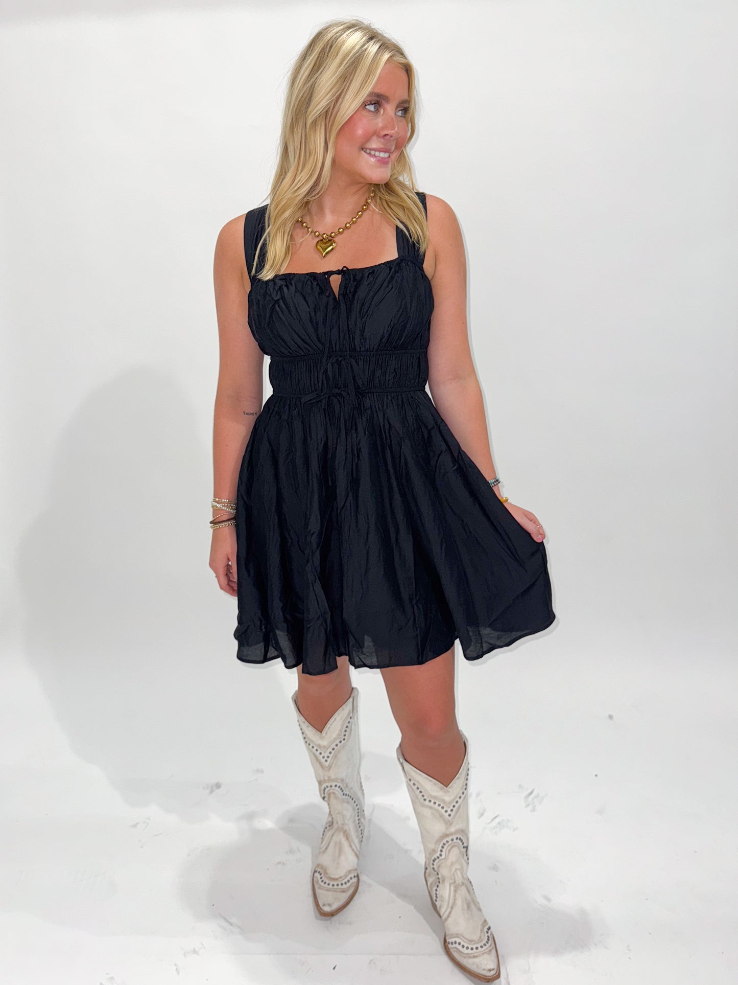 Kennedi Mini Tank Sleeve Dress, Black