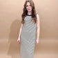 Quincy Stripe Sleeveless Side Slit Tank Maxi Dress, Ivory / Black