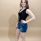 Emery V-Neck Vest Style Knitted Tank, Black
