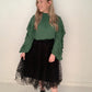 Emily Smocked Mock Neck Ruffle Sleeve Blouse, Hunter Green