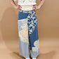 Anika Flower Patch Mixed Print Woven Wide Leg Pants, Denim