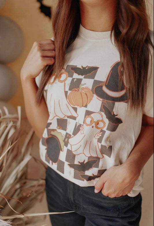 Checkered Groovy Ghost Tee