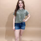 MJ Dark Wash Raw Hem Denim Shorts, Risen
