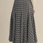 Jinger Plaid Godet Maxi Skirt, Black