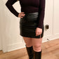 Holiday Honey Leather Mini Skirt, Black