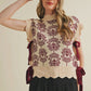 Helena Mock Neck Floral Sweater Vest, Mauve Wine