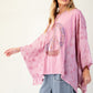 Myra Embroidered Patchwork Peace Sign Poncho, Dusty Rose