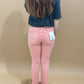 Keller High Rise Vintage Garment Dyed Straight Jean, Peachy Pink