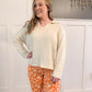 Sia Knit Collared Sweater, Cream