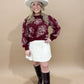 Sara Floral Pattern Knit Sweater, Crimson/Pink