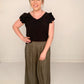 Ella Satin Palazzo Pants, Olive