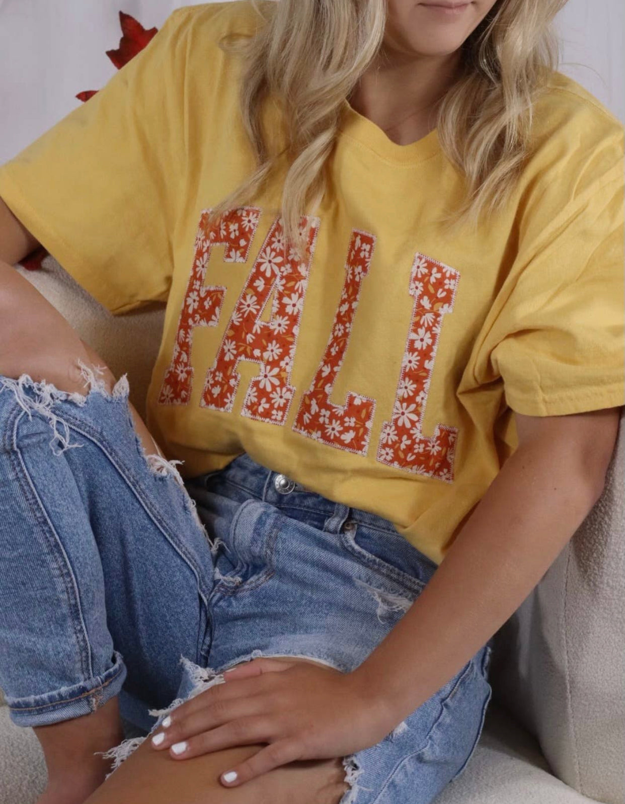 Fall Applique Graphic Tee, Mustard