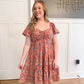 Jae Paisley Pattern Sweetheart Neckline Dress, Coral