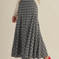 Jinger Plaid Godet Maxi Skirt, Black