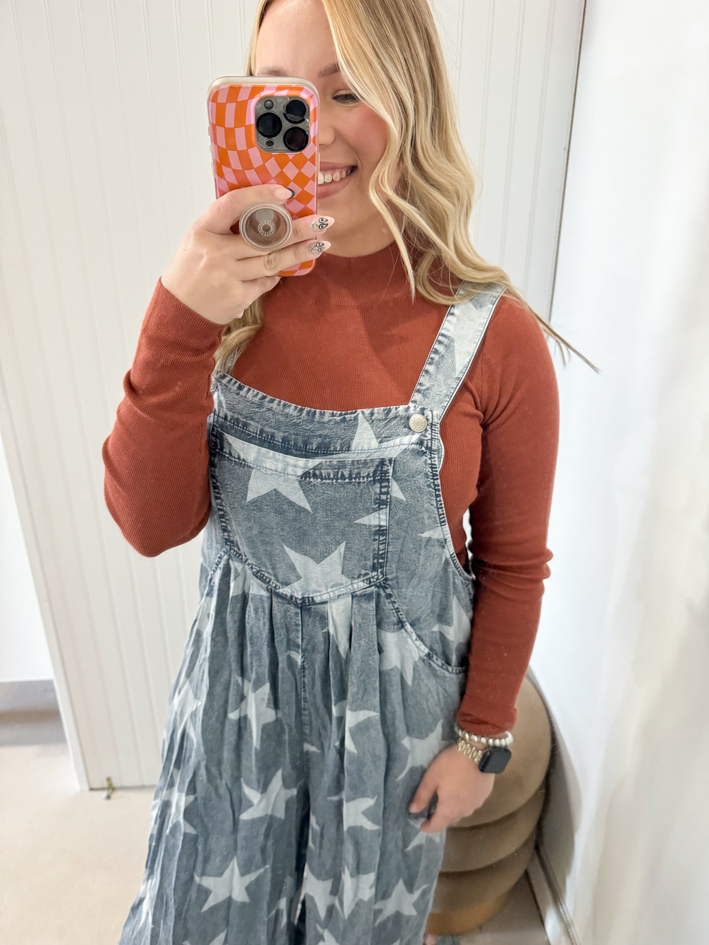 Freedom Ring Star Overalls, Denim