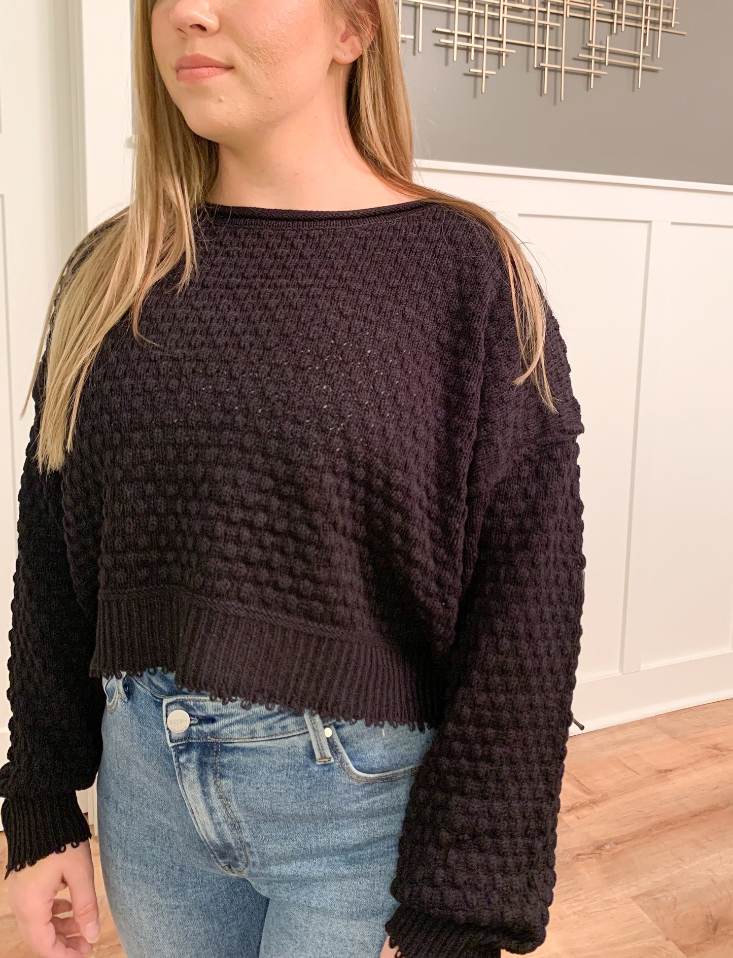 Suzi Cropped Sweater, Black