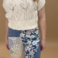 Anika Flower Patch Mixed Print Woven Wide Leg Pants, Denim