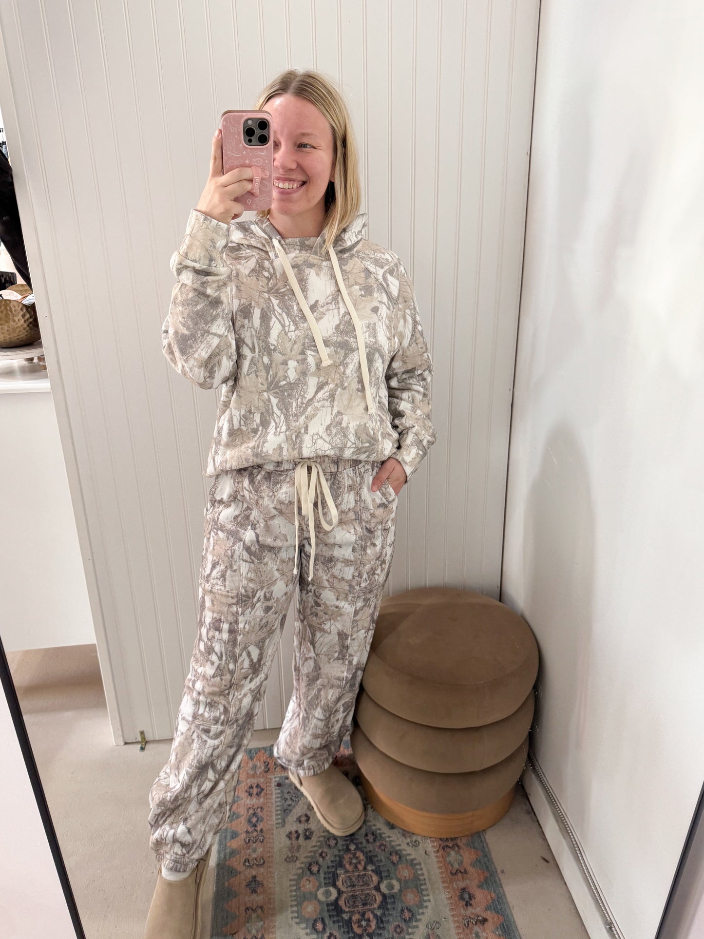 Tilly French Terry Camo Hoodie, White Camo