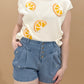 Greta Floral Embroidered Pleated Denim Shorts, Lt Denim