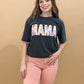 Patchwork Print Mama Graphic Tee, Black