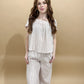 Zena Flowy Boxy Cropped Gauze Striped Top, Amber (matching set)