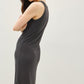 Miranda Ribbed Knit Bodycon Tank Midi Dress, Dark Charcoal